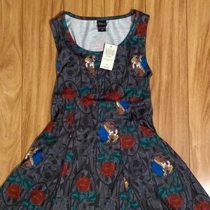NWT Hot Topic Disney Beauty & the Beast dress sz XS lace up back, poly/spandex